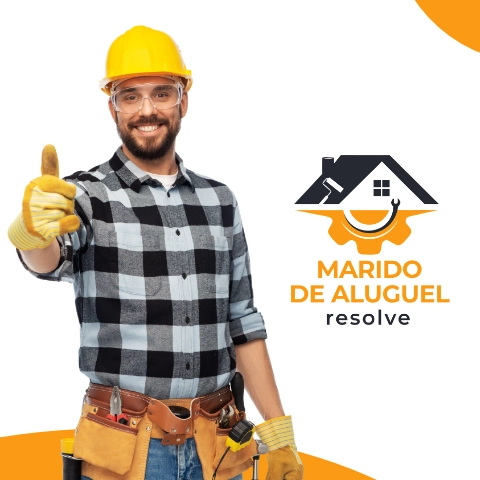 Imagem ilustrativa do projeto de site Marido de Aluguel Resolve, com um profissional sorridente e a logo da marca